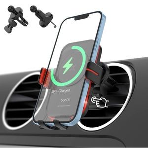 Wireless Car Mount 15W Qi Fast Charging Auto-Clamp Air Vent Phone Holder Include